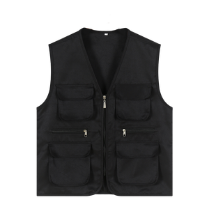 Source Factory Color sólido Bolsillo con cremallera Hombres Chaleco DE TRABAJO Fotografía Pesca Casual Multi-bolsa Chaleco grueso - Product Image 6