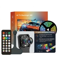 Série de rétroéclairage TV RGB USB DIY, bande lumineuse LED noire en ABS, synchronisation d'écran, caméra de suivi automatique, luminosité réglable