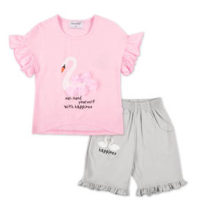 Conjunto <span class=keywords><strong>de</strong></span> <span class=keywords><strong>Ropa</strong></span> <span class=keywords><strong>de</strong></span> Verano para Bebés y Niñas, Diseño <span class=keywords><strong>de</strong></span> <span class=keywords><strong>Cisne</strong></span> <span class=keywords><strong>de</strong></span> Dibujos Animados, Algodón, Venta al Por Mayor - Product Image 3