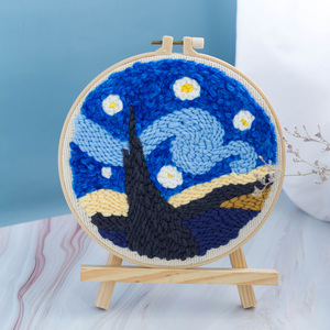 Kits de broderie au poinçon avec fils à motifs coucher de soleil et cercles à broder pour adultes et enfants - Product Image 3