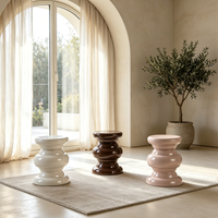 Tabouret d'appoint sculptural en métal à double usage, finition brillante, table d'appoint décorative ronde multi-usages pour hall d'hôtel, villa