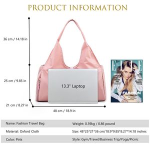 Sac de sport pour femmes, sac de yoga, sac de sport imperméable avec compartiment pour chaussures et poche pour vêtements mouillés - Product Image 2
