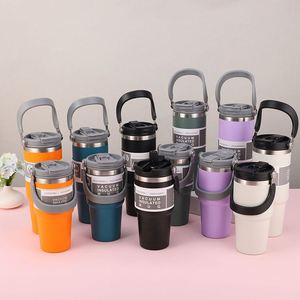 Taza de Viaje Portátil de Acero Inoxidable a Prueba de Fugas, 20oz 30oz, Vaso Térmico con Aislamiento al Vacío, Pajita Abatible y Asa - Product Image 1