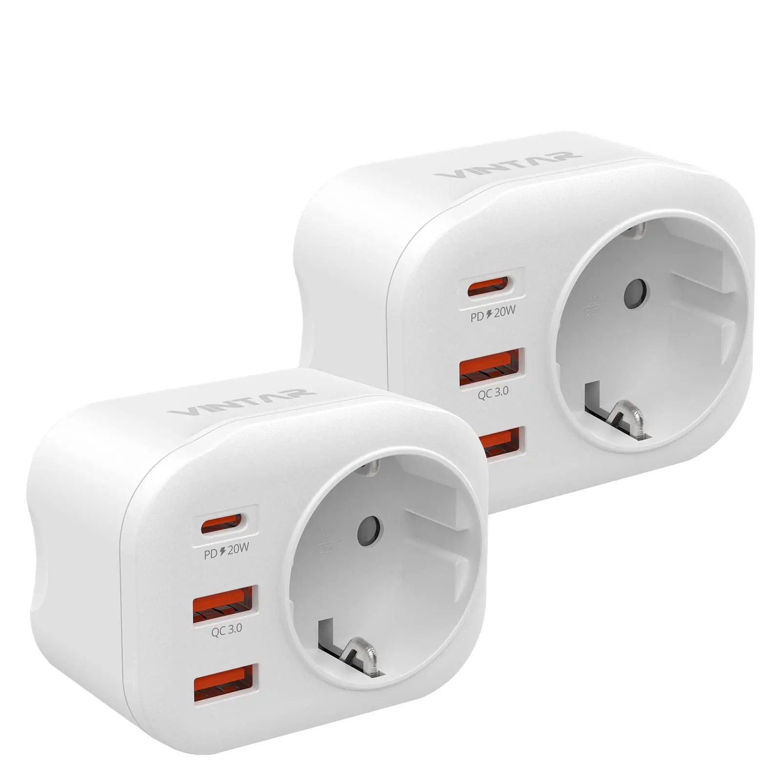 VINTAR adaptor perjalanan colokan listrik USB Travel Adapter Outlet dinding standar EU