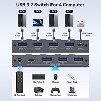 USB 3.2 Anahtarlayıcı, 4 Bilgisayar 1 USBC ve 3 USBA Cihazını Ortaklaşa Kullanır, 10Gbps 4 Portlu USB Anahtarlayıcı