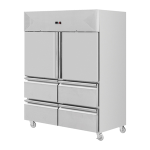Congélateur industriel robuste en acier inoxydable à 4 portes avec tiroirs, équipement de réfrigération de cuisine vertical <span class=keywords><strong>ventilé</strong></span> - Product Image 1