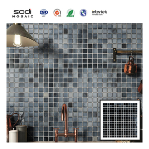 Piso de pared Interior Baño Hoteles disponibles Moderno 327*327mm Serie negra Azulejos de mosaico de vidrio cuadrado Piastrelle a Mosaico <span class=keywords><strong>Nere</strong></span> - Product Image 3