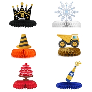 Crâne mexicain Fiesta Taco Cactus Pinata dessin animé thème papier nid d'abeille centres <span class=keywords><strong>de</strong></span> <span class=keywords><strong>Table</strong></span> Toppers Pom Poms signes ornement décor - Product Image 4