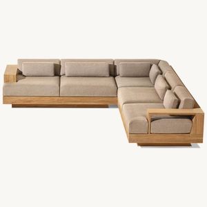 Muebles de Jardín de Alta Gama, Juego de Muebles de Patio para Hotel, Madera de Teca, Estilo Moderno, Sofá en Forma de L - Product Image 4
