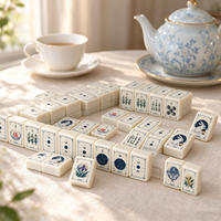 Jeu de Mahjong américain en acrylique, tuiles gravées double face, motifs Lune, Tarot, Lapin, Dragon, jeu de Mahjong de luxe personnalisé