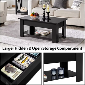 Tavolo da pranzo moderno regolabile in altezza grande tavolo da caffè <span class=keywords><strong>allungabile</strong></span> in legno con contenitore nascosto - Product Image 4