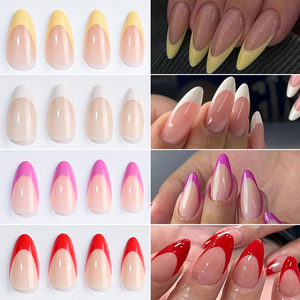 96 pièces/boîte – <span class=keywords><strong>Faux</strong></span> ongles à presser blancs amande, couleur unie, style français <span class=keywords><strong>simple</strong></span>, brillants, couvrance totale pour femmes - Product Image 4