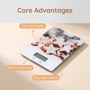 Balance de cuisine numérique 5kg 1g en <span class=keywords><strong>verre</strong></span> <span class=keywords><strong>trempé</strong></span> + ABS 20x14.5x1.4cm 5.3x2cm LCD g oz Lb:oz ml Floz 6 unités CR2032 1.0kg - Product Image 5