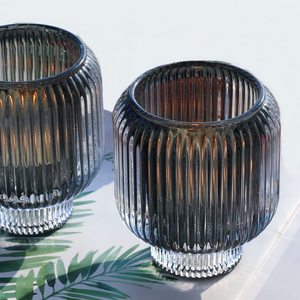 <span class=keywords><strong>Portacandele</strong></span> Votive colorato tavolo da pranzo a coste per la casa porta candele in vetro reversibile - Product Image 5