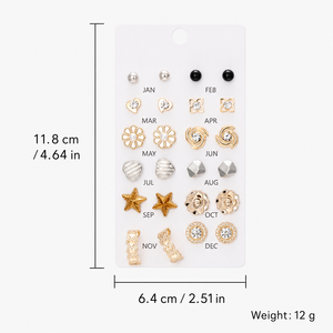 New 12 Pairs Tiny <b>Stud</b> Earrings Set Rhinestone Imitation Pearl Star Moon Flower <b>Small</b> Heart Earring Women Girl Cute Ear Jewelry - Product Image 6