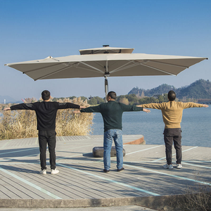 Parasol d'extérieur de grande taille Parasol de jardin en aluminium Parasol en porte-à-faux Carré Patio Big Roma Parapluie Lumière LED - Product Image 1