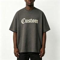 T-shirt Boxy Streetwear Personnalisé OEM Teint en Pièce, Uni, Sportif, Impression DTG Kornit, Texte Graphique Rétro, Charbon
