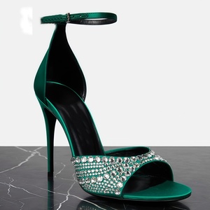 Zapatos de Tacón Alto de Diseño de Lujo Personalizados para Mujer, con Punta Abierta, Pedrería y Correa en el Tobillo, para Primavera, Verano y Otoño, Resistentes al Desgaste - Product Image 2