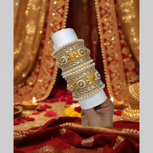 Ensemble de bracelets en acrylique plaqué or avec pierres Kundan et perles pour femmes, bijoux ethniques traditionnels pour mariage et occasions festives - Product Image 3