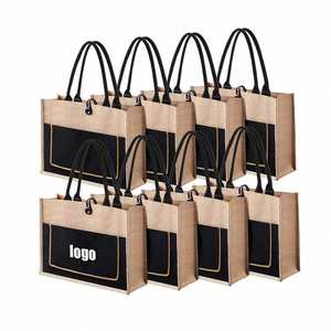 Bolsa de Yute Laminada Ecológica, Bolsa de Compras Reutilizable de Lino, con Logotipo Personalizado para Publicidad - Product Image 4