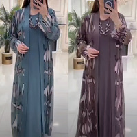 impression longue style ouvert correspondant à la robe intérieure femmes musulmanes africaines taille unique abaya ensembles