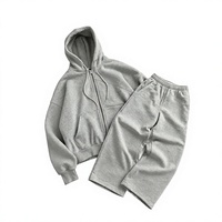 Survêtement unisexe avec logo personnalisé, 100% coton, imperméable et respirant, comprenant un sweat à capuche court zippé et un pantalon de survêtement oversize à épaules tombantes et jambes larges 2