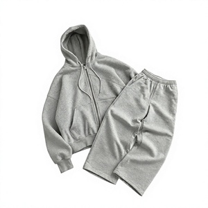 Conjunto Deportivo Personalizado con Logotipo, Unisex, 100% Algodón, Impermeable, Transpirable, Sudadera Corta con Cremallera, Pantalones Deportivos Anchos con Hombros Caídos - Product Image 3