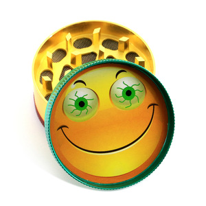 Mini tres capas cara sonriente expresión 30MM 40mm 50mm Metal Aleación de Zinc trituradora hierba tabaco molinillo - Product Image 4