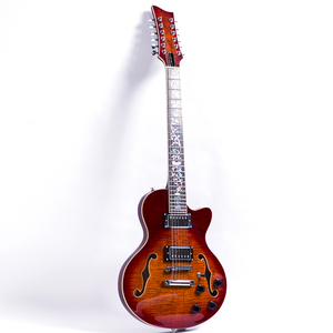 Guitarra Eléctrica Personalizada con Logotipo, 12 <span class=keywords><strong>Cuerdas</strong></span>, Cuerpo <span class=keywords><strong>de</strong></span> Arce, Acabado Tobacco Burst, Guitarra Eléctrica Jazz para Principiantes y Profesionales - Product Image 2