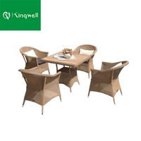 Fournisseur d'usine de meubles d'extérieur, table et chaises rondes en rotin tressé, ensembles de salle à manger de jardin pour restaurant