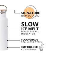 Botol Air Stainless Steel 25oz Dinding Ganda Terisolasi untuk Perjalanan, Gym, Olahraga, Termos dengan Tutup Bambu