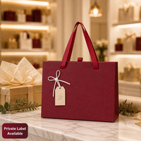 Sacs cadeaux en lin personnalisés OEM ODM avec poignées en ruban, logo doré, rouge vin, emballage cadeau de luxe, vente en gros directe d'usine, faible MOQ