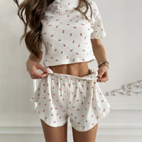 Ensemble de pyjamas d'été 2 pièces pour femmes confortable respirant à manches courtes élégant décontracté doux lisse tricoté vêtements de ménage
