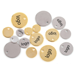 Colgante Redondo de Acero Inoxidable con Logotipo, de un Solo Orificio, para Joyería DIY, Accesorio Grabable Personalizable, Color Oro y Plata - Product Image 1