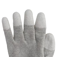 Guantes de Seguridad Duraderos de Fibra de Carbono y Poliéster de Calibre 15 con Dedos Blancos para Hombres y Mujeres