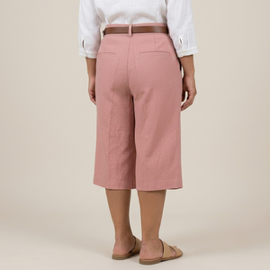 Fabricant vietnamien – Nouvelle jupe-culotte plissée rose respirante avec ceinture, coupe droite, décontractée, pour femme, couleur unie, en tissu peigné - Product Image 3