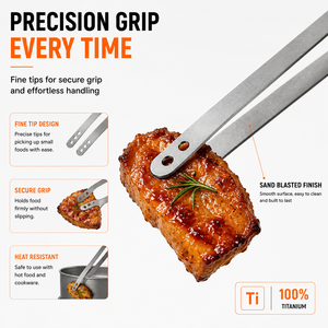 Offre Spéciale – Pinces de cuisine ultralégères en titane pour barbecue, pincettes de camping, baguettes de cuisson, outil de cuisson extérieur OEM - Product Image 3