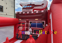 Château gonflable sur le thème du camion de pompiers avec toboggan, structure de jeu combinée gonflable en PVC pour usage commercial