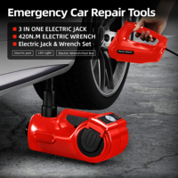 Kit de Gato Hidráulico Eléctrico para Coche 12V 5T 3 en 1 con Llave de Impacto, Bomba de Neumáticos, LED y Elevador Analógico de 36cm para Reparación en Carretera de SUVs, Certificación CE