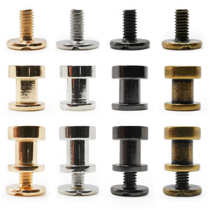 Double-<b>Cap</b> Brass Rivet Studs With Screw For Clothing Accessories Durable Plated Finish KQ-0607 - Product Image 2