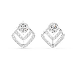 Lab Grown Diamond Round Shape Vintage 18K Gold <b>Stud</b> <b>Earrings</b> <b>Fine</b> Jewelry for Women Wedding and Partywear - Product Image 4