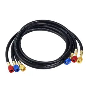 3 Pieces 1200mm Burst 3000psi AC HVAC Manifold Gauge Hose Kit For 134a R22 404A 407C Refrigerant