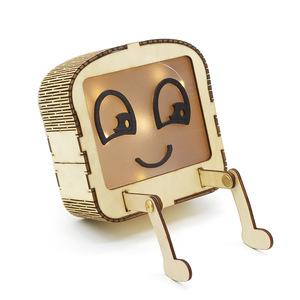 Lámpara Nocturna Cuadrada de Madera con LED Blanco Cálido, Control Táctil, Funciona con Pilas, Juguete Educativo para Niños, Modelo de Ensamblaje DIY - Product Image 2
