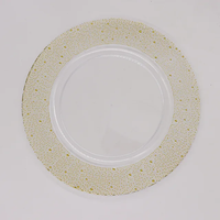 Assiette de présentation de luxe moderne en plastique rond à motif de points dorés, technique de cuisson au four, pour mariage et décoration de table, vente en gros