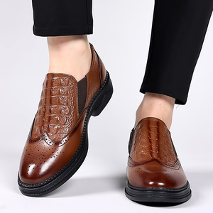 Zapatos Formales de Cuero para Hombre, Estilo Brogue, Tacón Bajo, Transpirables, para Oficina, Hechos en Wenzhou - Product Image 4