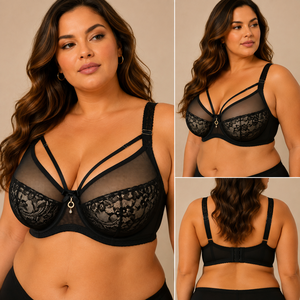 Soutien-gorge élégant en dentelle blanche avec anneaux de connexion en or rose - Product Image 6