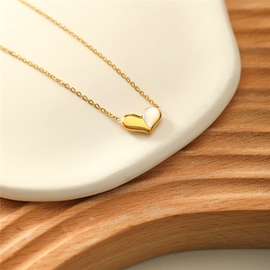 Collar con Colgante de Corazón de Acero Inoxidable 18K con Diseño de Concha, Doble Uso, para Mujer, en Oferta - Product Image 4