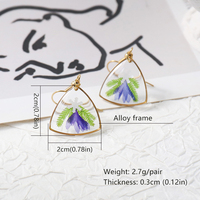 Anting Bunga Kering Geometris Modis untuk Wanita, Perhiasan Bunga Asli Warna-warni, Bunga Awet untuk Pesta, Hadiah Ulang Tahun