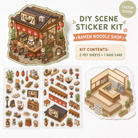 Kit d'autocollants de scène miniature DIY personnalisé : Boutique de nouilles ramen pour journalisation artistique et artisanat