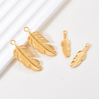 Pendentif en plume d'oiseau en gros, breloque en acier inoxydable, charme animal, titane, fabrication de bijoux DIY, plaqué PVD 18K, bijoux DIY
